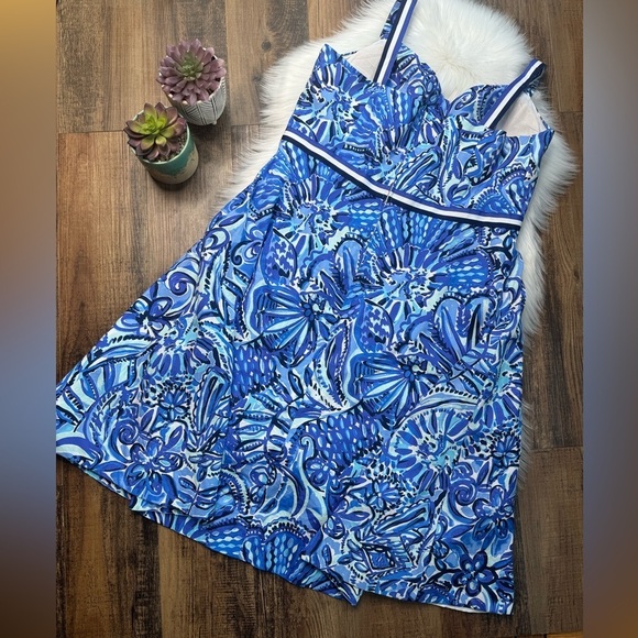 LILLY PULITZER Iris Blue Cotton ELLEE MIDI DRESS Zanzibar Zoo Print - Picture 3 of 6
